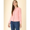 INSPIRE CHIC Women's Peplum Collarless Round Neck Button Down Cropped Ruffle Hem Denim Jackets - 2 of 4