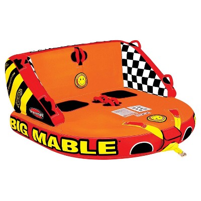 SportsStuff Inflatable Big Mable Sitting Double Rider Towable Boat and Lake Tube with Multiple Grab Handles, Knuckle Guards, and Speed Safety Valve