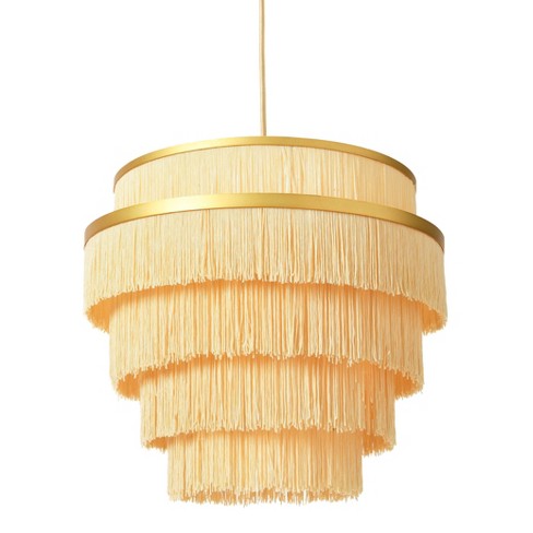 Storied Home Boho 5-Tier Metal Chandelier with Fringe Cream and Gold - image 1 of 4