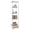 Okak Modern Display Case, Quick-assembly Bookshelf with 4 Shelves and Drawer, Cube Storage Organizer for Living Room and Bedroom, White&Oak - 2 of 4