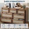 53" Boho Rattan 7-Drawer Wooden Dresser with Gold Handles, Farmhouse Storage Chest TV Stand for Bedroom, Living Room - 3 of 4