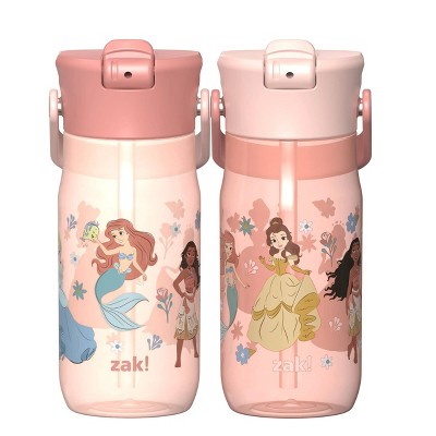 Zak Designs 2pk 18oz Princess Harmony Straw Water Bottle Pink