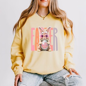 Easter Bunny Disco Ball - Women's Lightweight Garment Dyed Sweatshirt - 1 of 4