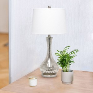 29" Speckled Mercury Tear Drop Table Lamp with Fabric Shade White - Lalia Home: UL Listed, Linen Shade, No Assembly Required - 1 of 4