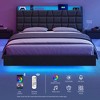 VASAGLE Queen Size Floating Bed Frame with LED Lights, Queen Bed Frame with Charging Station, Tufted Storage Headboard, Upholstered Platform Bed Frame, No Box Spring Needed - image 2 of 4