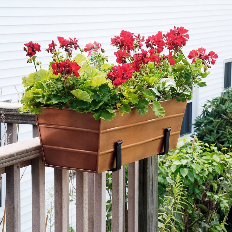 24&#34; Wide Rectangular Planter Box Copper Plated Galvanized Steel with Black Clamp-On Brackets - ACHLA Designs, 2 of 3