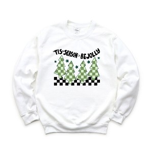 Simply Sage Market Women's Graphic Sweatshirt Be Jolly Checkered Tree - 1 of 3