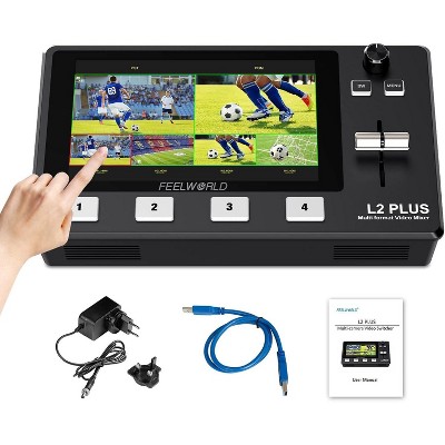 FEELWORLD L2 Plus Multi Camera Video Mixer Switcher, 5.5 inch LCD Touch Screen PTZ Controller Chroma Key 4 HDMI Input