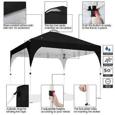 Black 10x10ft Steel Frame Outdoor Pop-Up Canopy Tent