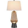 Cal Lighting Hanko 100W 3 Way Table lamp with 2W LED Night Light with Burlap Wrapped Glass and Metal Base - 2 of 4