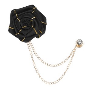 Unique Bargains Cloth Flower Lapel Pin with Gold Badge Tassel Chain Brooches 1.57 inch 1 Pc - 1 of 4