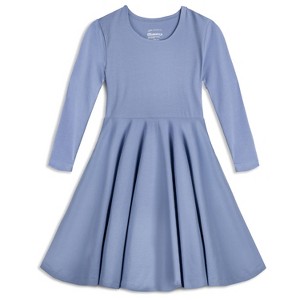 Mightly Girls Fair Trade Organic Cotton Solid 3/4 Sleeve Twirl Dress (Periwinkle - X-Large) - 1 of 1