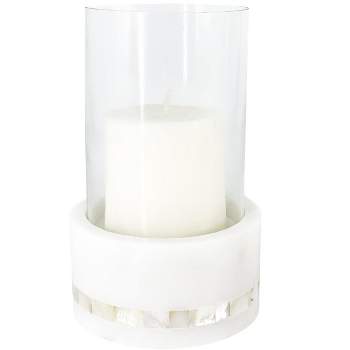 White Marble White Pearl Hurricane Candle Holder - Anaya