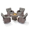 Buenhomino 5 Piece Patio Furniture Set,Wicker Swivel Rocker Patio Chairs Set of 4 with 30'' Fire Pit Table Outdoor Furniture Set - 2 of 4