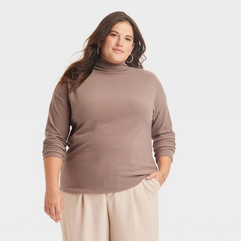 Plus size mock turtleneck long outlet sleeve