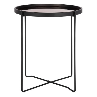 Ruby Small Round Tray Top Accent Table Rose Gold/Black - Safavieh