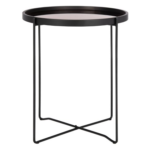 Ruby Small Round Tray Top Accent Table, Small Round Glass Top Accent Table