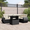 vidaXL 6 Piece Patio Sofa Set with Cushions Black Poly Rattan - Black and Cream without Storage - 2 of 4