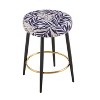 Gulches Minimalist Counter Height Bar Stools Set of 2, 24" PU Upholstered Dining Chairs, Silver Leaves Velvet with Golden Footrest - 4 of 4