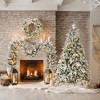 Whisen 3-Piece Pre-Lit Snow-Flocked 6FT Artificial Christmas Tree, 2FT Wreath and 9FT Garland Set with Warm White LED Lights - Green+White - 3 of 4