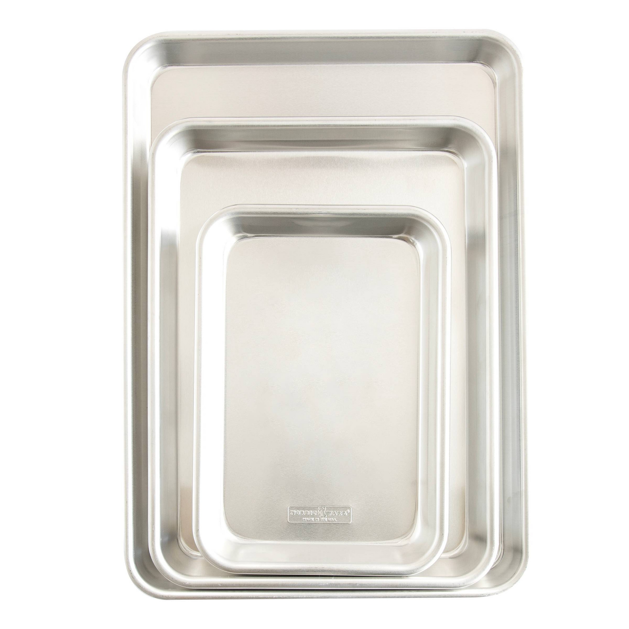 Nordic Ware Naturals 3pc Aluminum Jelly Quarter Eighth Set Silver: Baking & Cookie Sheet Bakeware, Hand Wash, Oven-Safe