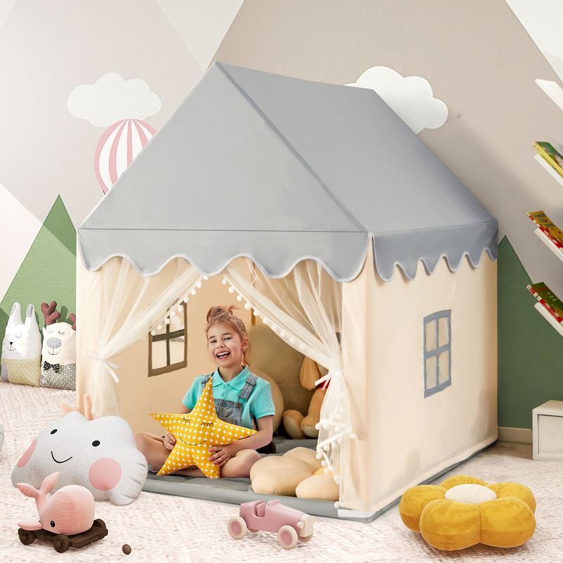 Costway Kids Play Tent Large Playhouse Children Castle Fairy Tent Gift w/ Washable Mat, 3 of 11