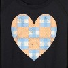 Women's - Instant Message - Patchwork Quilt Heart Lightweight French Terry Wide Neck Long Sleeve Graphic Shirt - 2 of 4