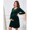 BLUEMING Women's Velvet Maternity Wrap Dress - Discreet Nursing Access & Adjustable Silhouette for Cherished Moments - 3 of 4