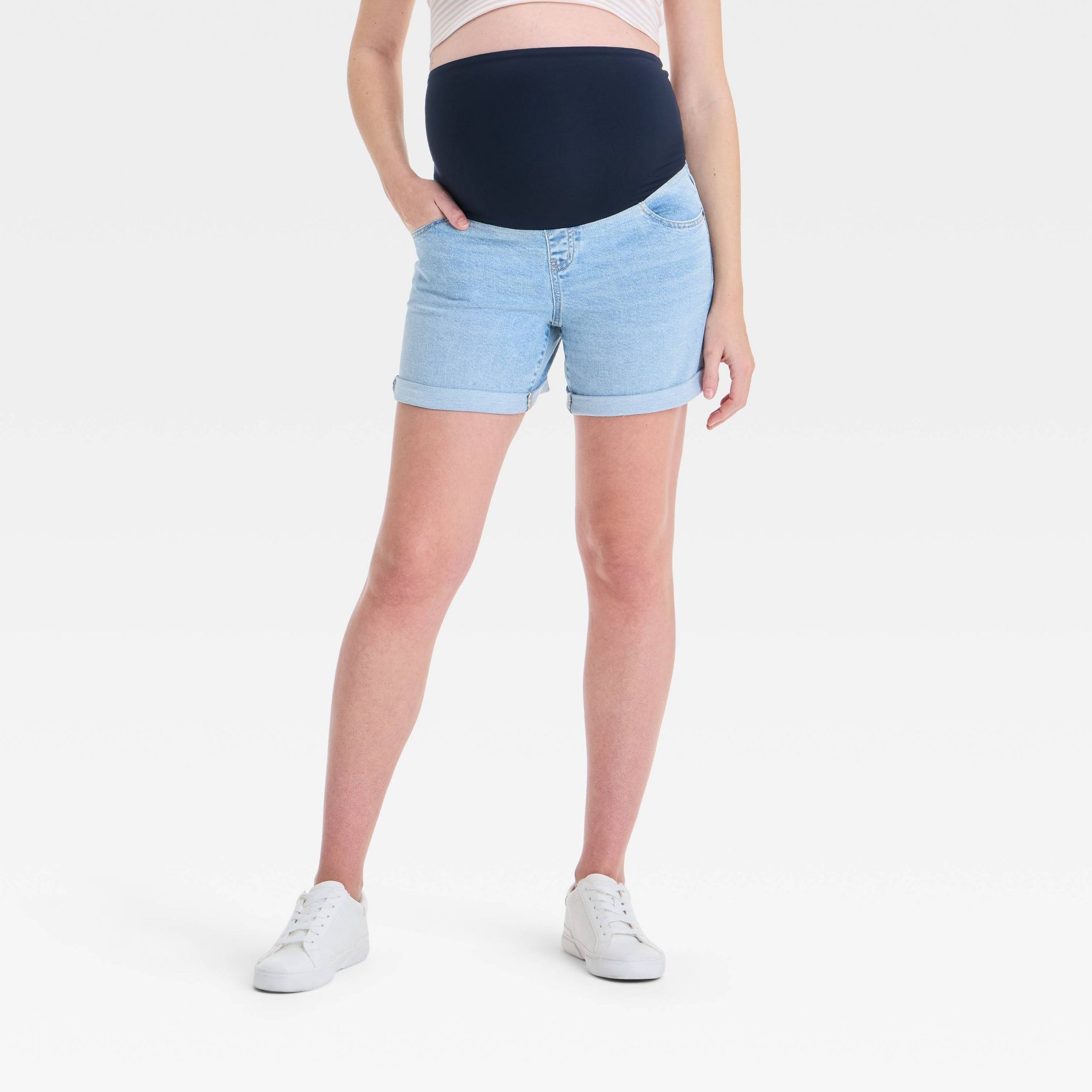 Over Belly High-Rise Maternity Jean Shorts - Isabel Maternity by Ingrid & Isabel™ Light Wash 6: Stretch Denim, Pull-On Style