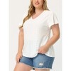 Agnes Orinda Women's Plus Size V Neck Eyelet Short Sleeve Casual Trendy Blouses - 2 of 4