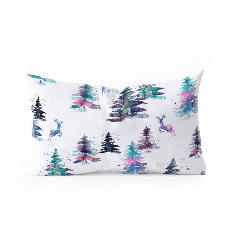 Ninola Design Deers and trees forest Pastel Oblong Throw Pillow - Society6, 1 of 3