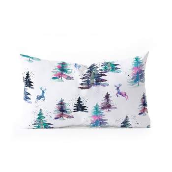 Ninola Design Deers and trees forest Pastel Oblong Throw Pillow - Society6