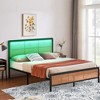 Full Size Bed Frame with Rattan Headboard, Modern Heavy Duty Bed Frame With Metal Slat Support, No Box Spring Needed & Easy Assembly, White - 2 of 4
