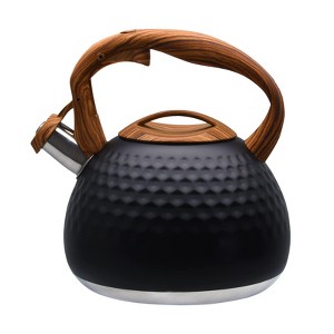 Itopfox Tea Kettle for Stove Top Loud Whistling Kettle for Boiling Water Coffee or Milk Heavy Stainless Steel with Wood Pattern Handle Unique Button - 1 of 4
