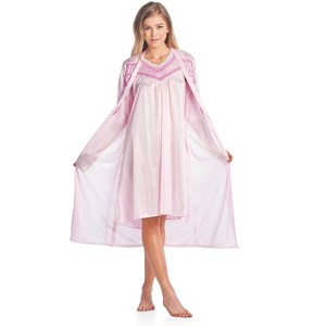 Casual Nights Women's Satin 2 Piece Robe and Nightgown Set - 1 of 4