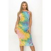Slickblue Women's Midi Dress, Velvet Burnout Bodycon Style, Sleeveless Round Neck, Multi Yellow Blue, Size S-L - 2 of 4