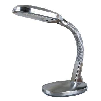 Hastings Home Natural Sunlight Desk Lamp with Adjustable Gooseneck for Home and Office - Silver