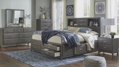 Caitbrook Contemporary Gray 2-Drawer Nightstand with Nickel-Tone Pulls