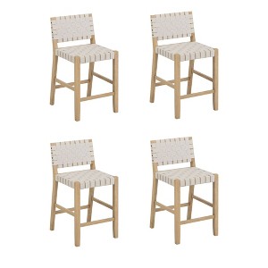 Nathan James Set of 4 Cohen Faux Leather Barstools White - 1 of 4