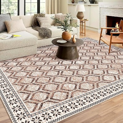 Nasitip Area Rug Soft Contemporary Carpet, Geometric Checkered Floor Cover Ultra-Thin Modern Diamond Pattern Rug for Bedroom Office