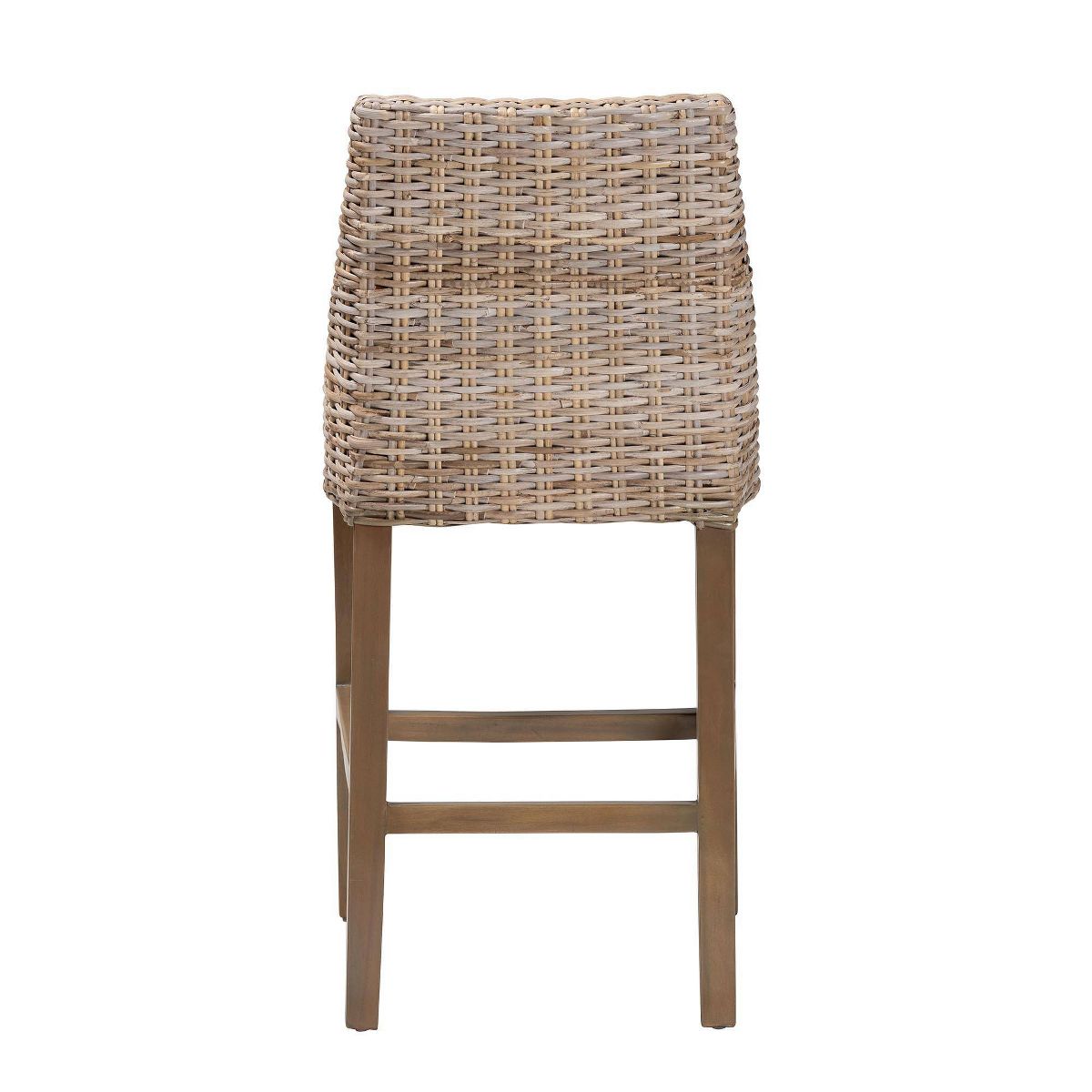 bali & pari Toby Rattan and Mahogany Wood Counter Height Barstool Kubu Gray/Rustic Taupe - thumbnail 5
