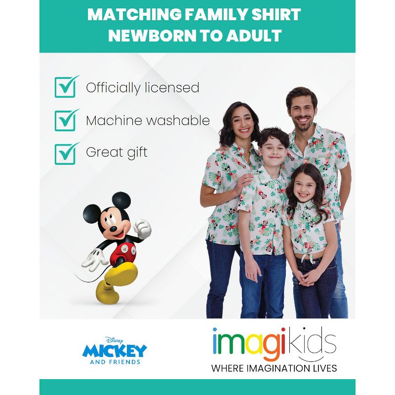 Disney Mickey Mouse Hawaiian Adult Matching Family Hawaiian Button Down Dress Shirt, 3 of 8