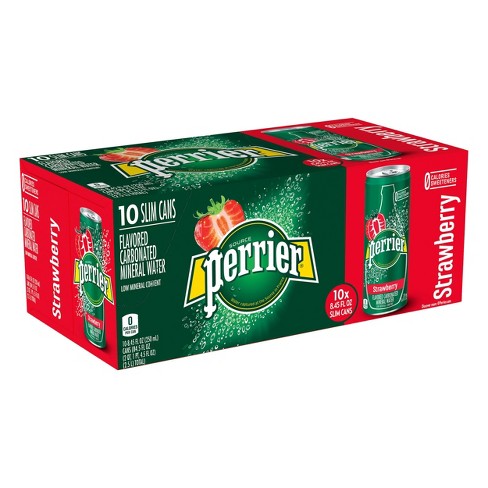 Perrier Strawberry Flavored Carbonated Mineral Water - 10pk\/8.45 Fl Oz Cans : Target
