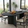 PexFix 79" x 33.5" Solid Wood Farmhouse Dining Table with V-Shaped Legs and Oval Wood Top for Modern Dining Rooms & Family Gatherings Black - 3 of 4