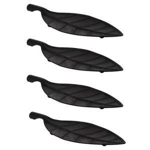 DesignOvation Leif Decorative Leaf Shaped Metal Trays, Set of 4, 18x8, Black - 1 of 4