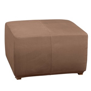 Ultimate Stretch Suede Ottoman Slipcover Luggage Brown - Sure Fit