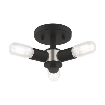 Copenhagen Black Glass 3-Light Flush Mount Ceiling Fixture