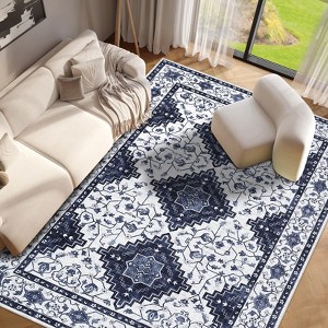 8x10 Washable Rug Geometric Rug Non Slip Oriental Rug Thin Boho Rug Floor Cover Carpet - 1 of 4