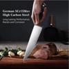 Attop 18-Piece German Stainless Steel Knife Block Set - Hand-Honed 16¡ã Blades with Walnut Block & Sharpener - 2 of 4
