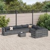 vidaXL Patio Sofa Set with Cushions Lounge Setting Outdoor Furniture Poly Rattan - Gray 4x Corner 5x Middle Table - 2 of 4